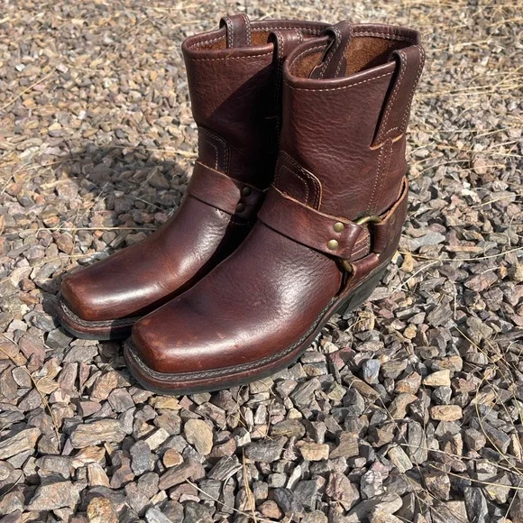 Frye Classic Harness Brown Leather Western Women’s Boots 6.5 Neoprene SoleTech - Picture 12 of 12